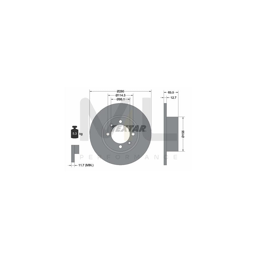 TEXTAR 92027600 Brake Disc Solid, without wheel hub, without wheel studs  - 1 piece