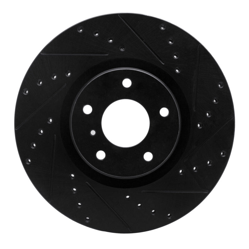R1 Concepts R1 03-23 Infiniti FX35 Front Right Drilled & Slotted Black Brake Rotor