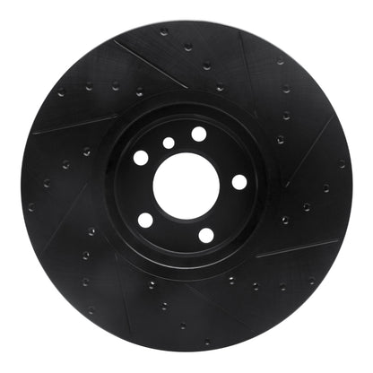 R1 Concepts R1 07-18 BMW X5 Front Left Drilled & Slotted Black Brake Rotor