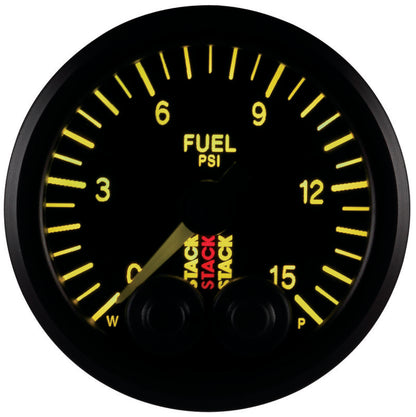 Autometer Stack 52mm 0-15 PSI 1/8in NPTF Male Pro-Control Fuel Pressure Gauge - Black