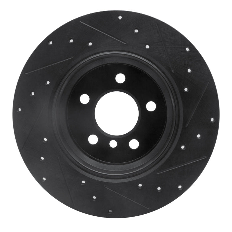 R1 Concepts R1 00-06 BMW X5 Rear Left Drilled & Slotted Black Brake Rotor
