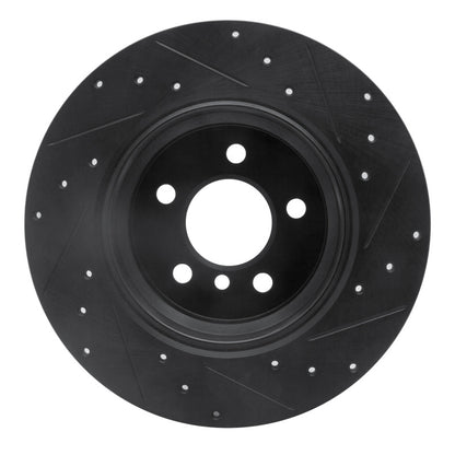 R1 Concepts R1 00-06 BMW X5 Rear Left Drilled & Slotted Black Brake Rotor