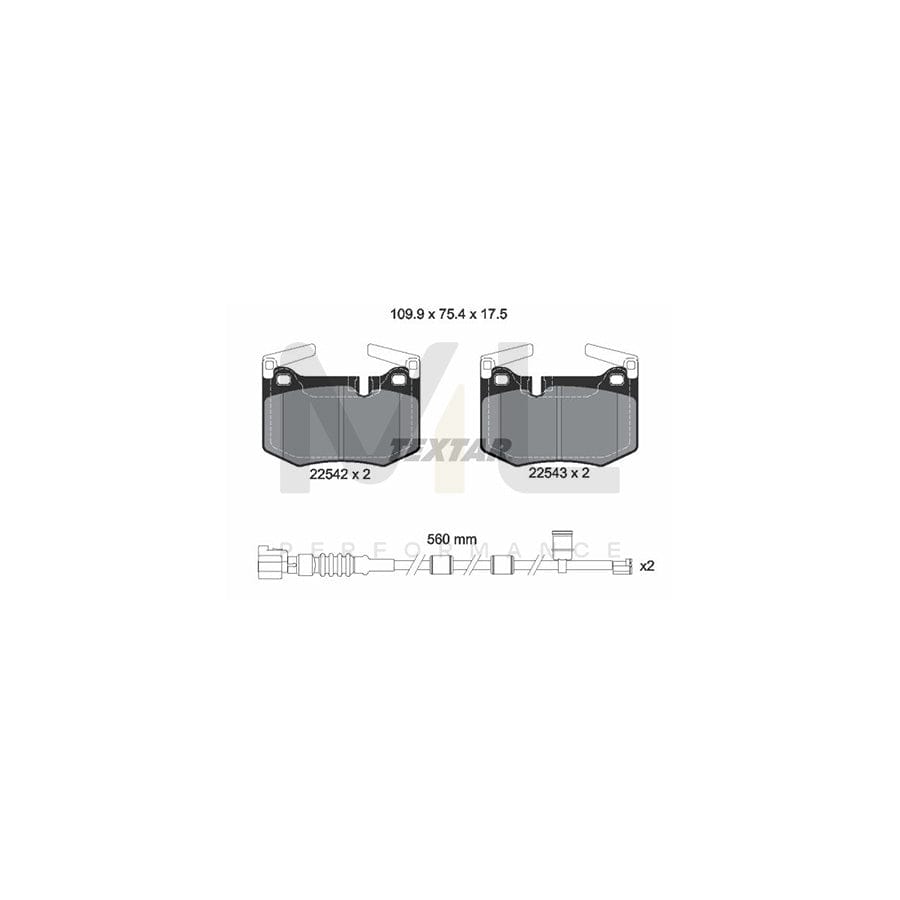TEXTAR 2254201 Brake pad set prepared for wear indicator, with accessories