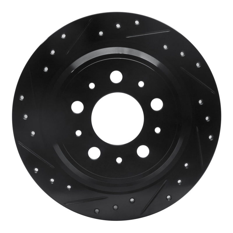 R1 Concepts R1 98-00 Volvo S70 Rear Left Drilled & Slotted Black Brake Rotor