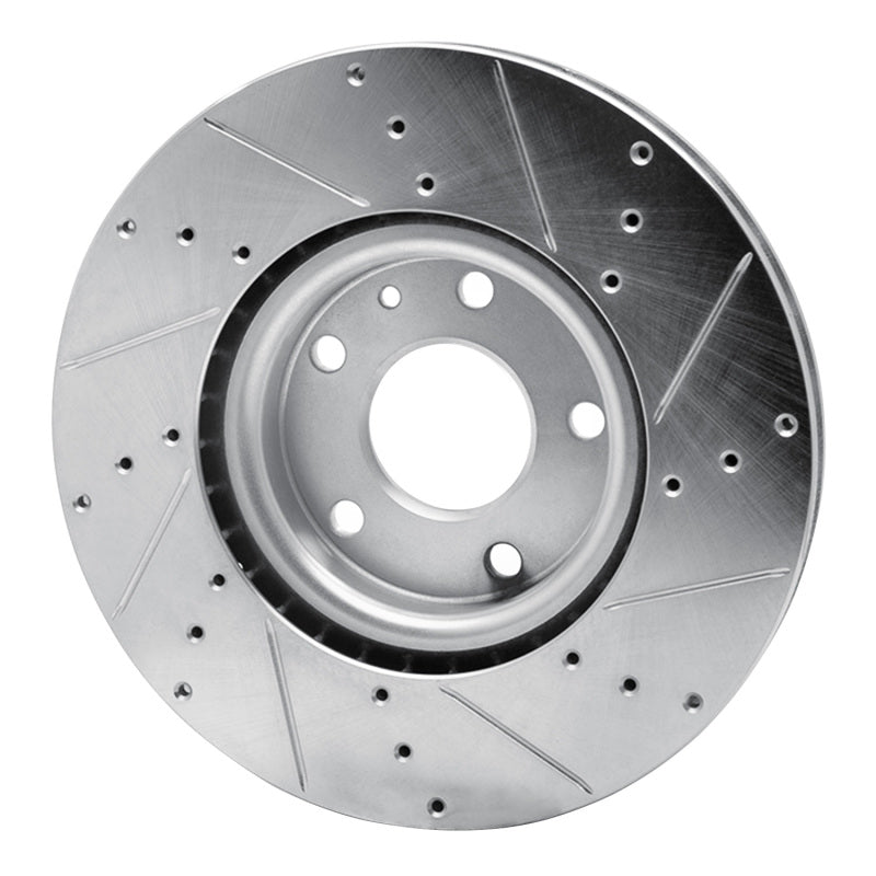 R1 Concepts R1 14-19 Chevrolet Corvette Front Left Drilled & Slotted Silver Brake Rotor