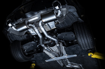 AWE Tuning 2020 Toyota Supra A90 Resonated Touring Edition Exhaust - 5in Chrome Silver Tips