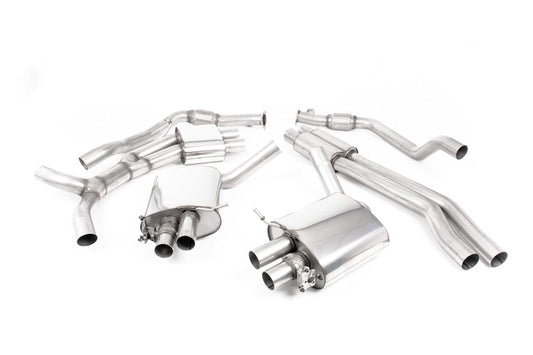 MillTek SSXAU834 Audi RS5 Resonated Cat-Back Exhaust with Cerakote Black Oval Trims - EC Approved