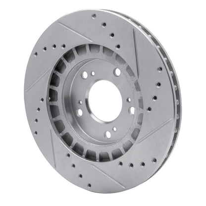 R1 Concepts R1 00-09 Honda S2000 Front Left Drilled & Slotted Silver Brake Rotor