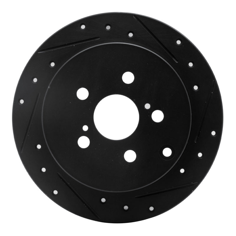 R1 Concepts R1 00-10 Pontiac Vibe Rear Right Drilled & Slotted Black Brake Rotor