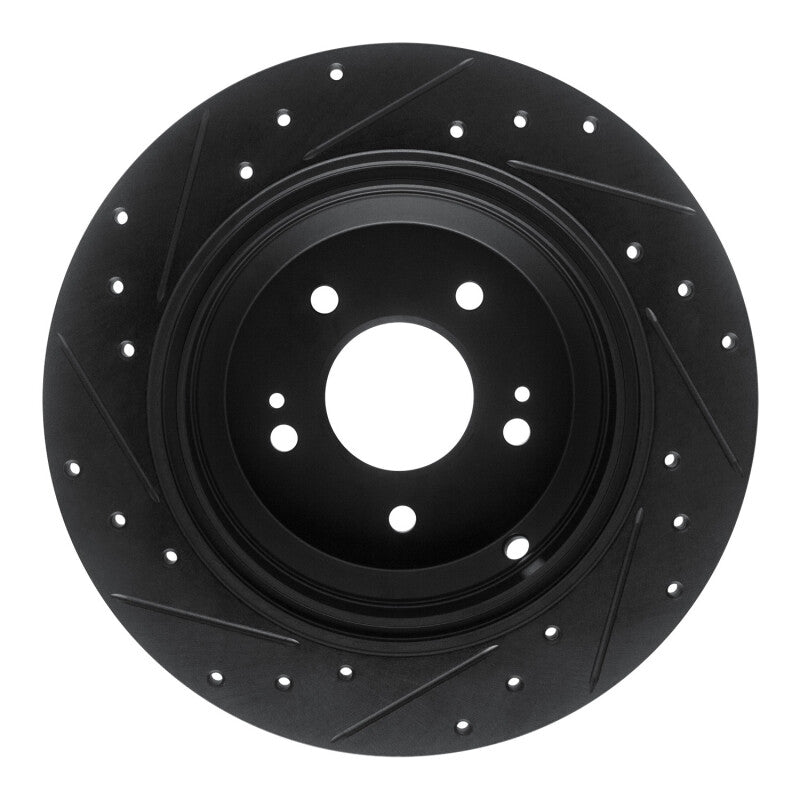 R1 Concepts R1 18-23 Genesis G70 Rear Right Drilled & Slotted Black Brake Rotor