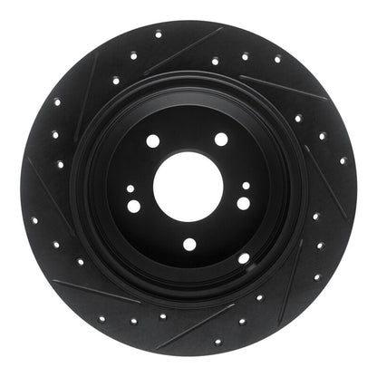 R1 Concepts R1 18-23 Genesis G70 Rear Right Drilled & Slotted Black Brake Rotor