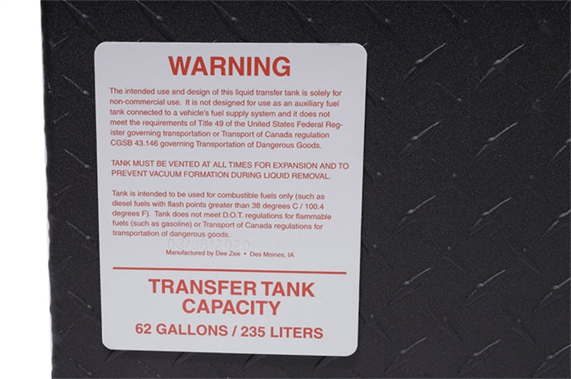 Dee Zee Universal Tanks - Combo Black-Tread Aluminum (62 Gal)
