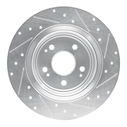 R1 Concepts R1 17-20 Acura MDX Rear Left Drilled & Slotted Silver Brake Rotor