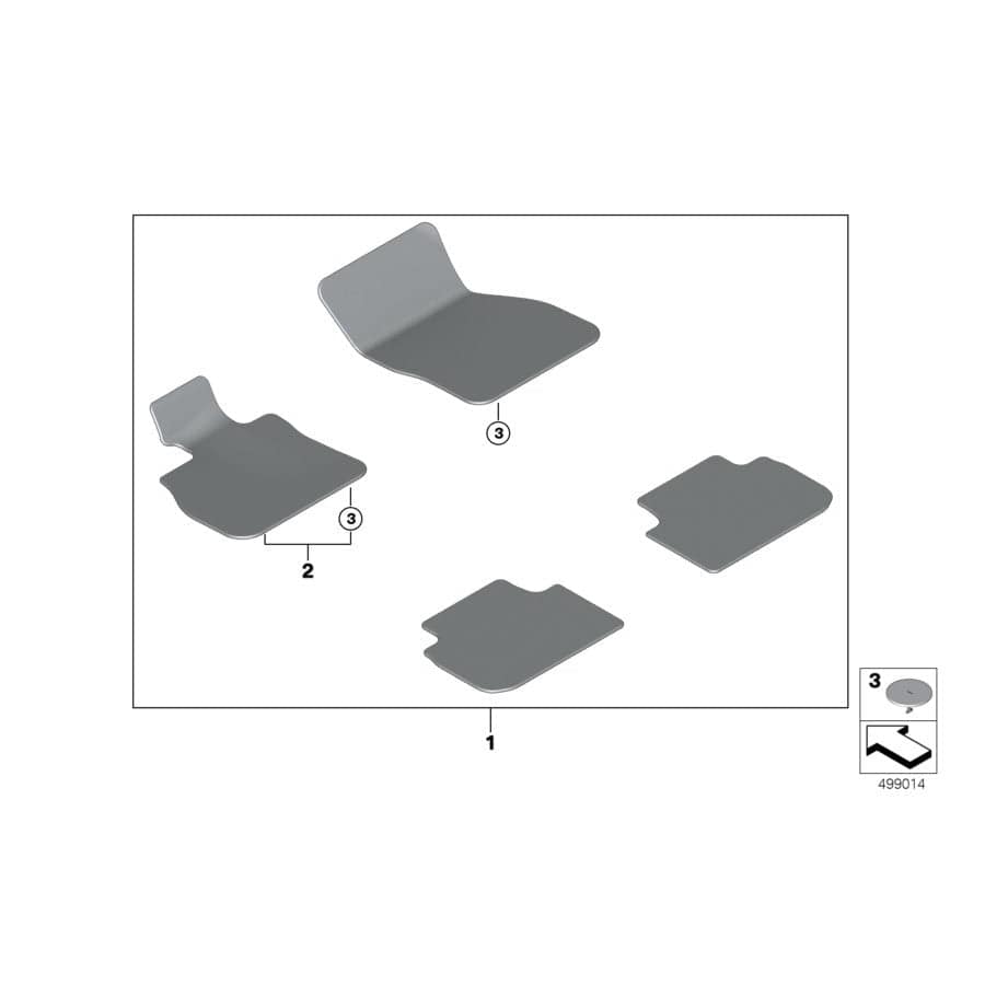 Genuine BMW 51477462784 F40 F44 Set Of Floor Mats BLACK (Inc. 218i, 120dX & 220d)