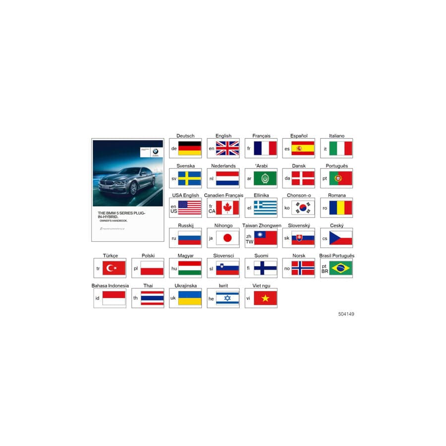Genuine BMW 01402913881 Owner's Manual G30 Hybrid ENUS (Inc. 530e & 530eX)