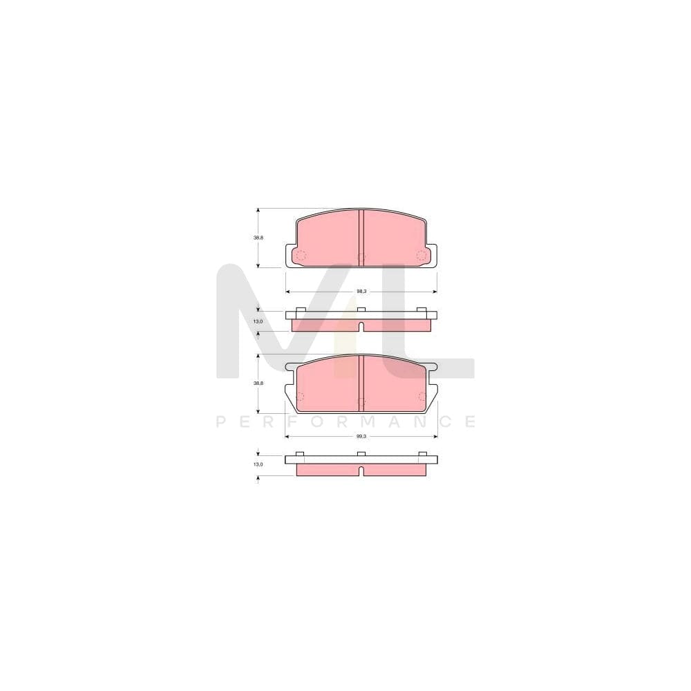 TRW Gdb214 Brake Pad Set Not Prepared For Wear Indicator