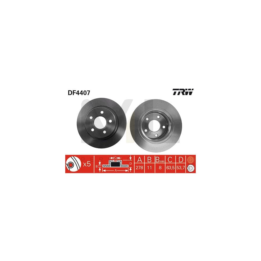TRW DF4407 Brake Disc Solid, Painted  - 1 piece