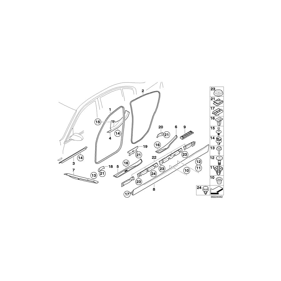 Genuine BMW 51477906899 E90 E91 Rear Left Entrance Cover INDIVIDUAL (Inc. 330xd, 330xi & 325i)