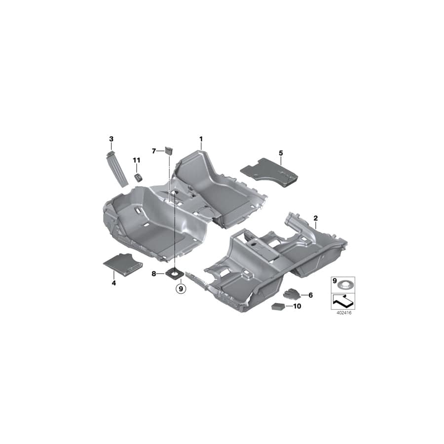 Genuine BMW 51477846527 F31 F30 Floor Trim Cover, Front ANTHRAZIT (Inc. 320iX, 320dX & 340iX)