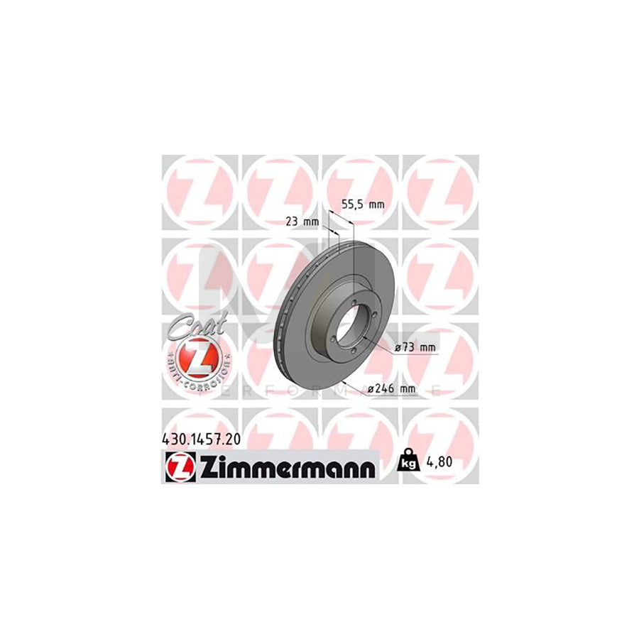 ZIMMERMANN COAT Z 430.1457.20 Brake Disc for OPEL REKORD Internally Vented, Coated  - 1 piece