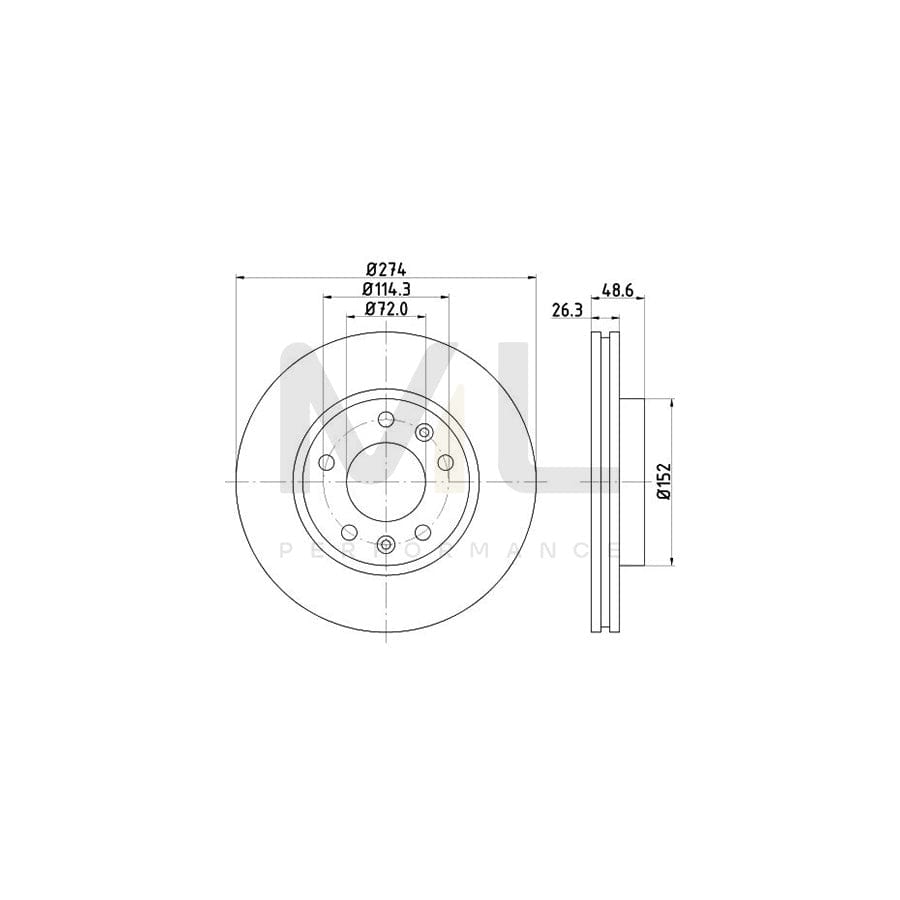 HELLA 8DD 355 112-771 Brake Disc for KIA SEDONA Internally Vented, without wheel hub, without wheel studs | ML Performance Car Parts
