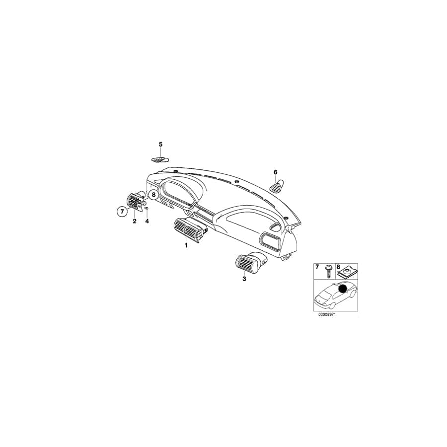 Genuine BMW 64222491577 E36 Fresh Air Grille Center KYALAMI DUNKEL (Inc. Z3)