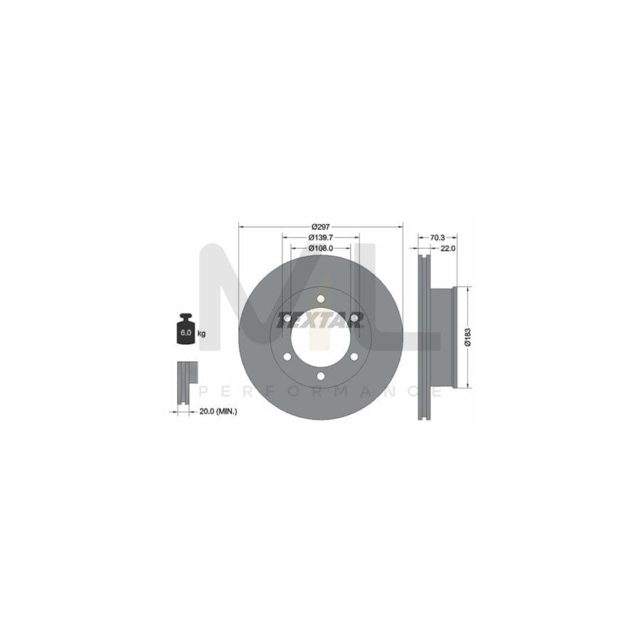 TEXTAR 92235100 Brake Disc for TOYOTA 4Runner (N180) Internally Vented, without wheel hub, without wheel studs  - 1 piece