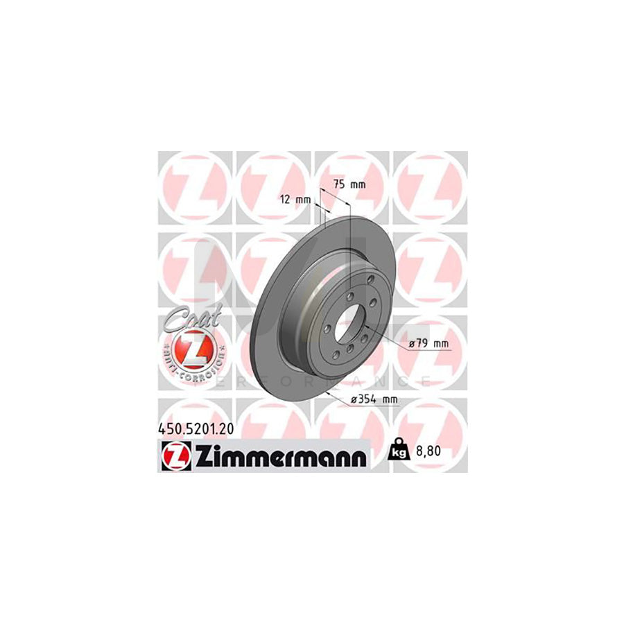 ZIMMERMANN COAT Z 450.5201.20 Brake Disc for LAND ROVER Range Rover III (L322) Solid, Coated  - 1 piece
