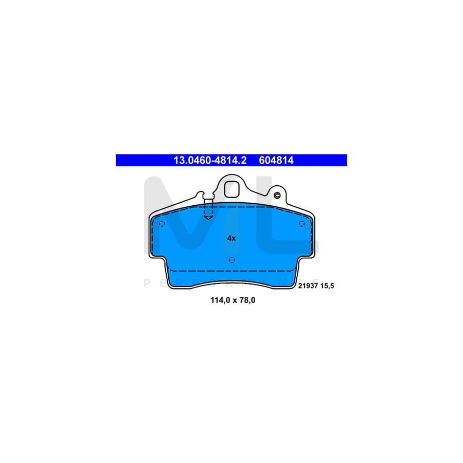 ATE 13.0460-4814.2 Brake pad set for PORSCHE Boxster (986) excl. wear warning contact, prepared for wear indicator