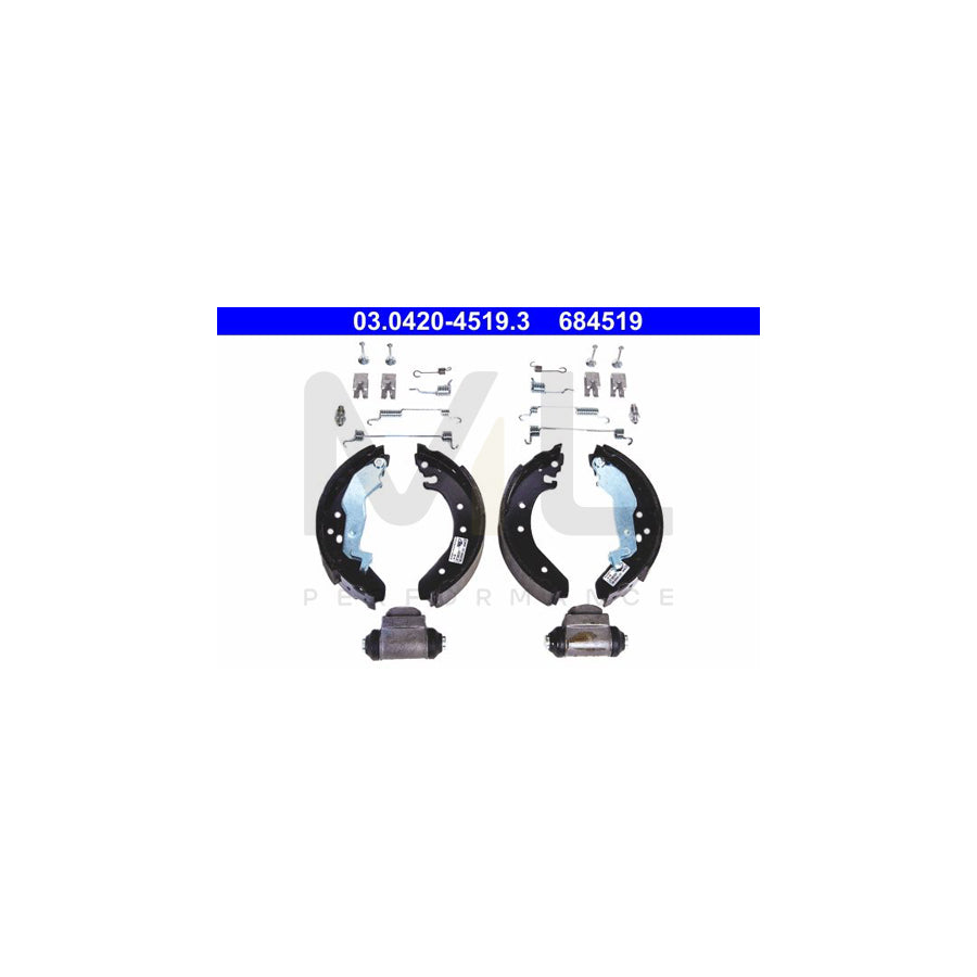 ATE Original Kit 03.0420-4519.3 Brake Shoe Set with accessories, with wheel brake cylinder