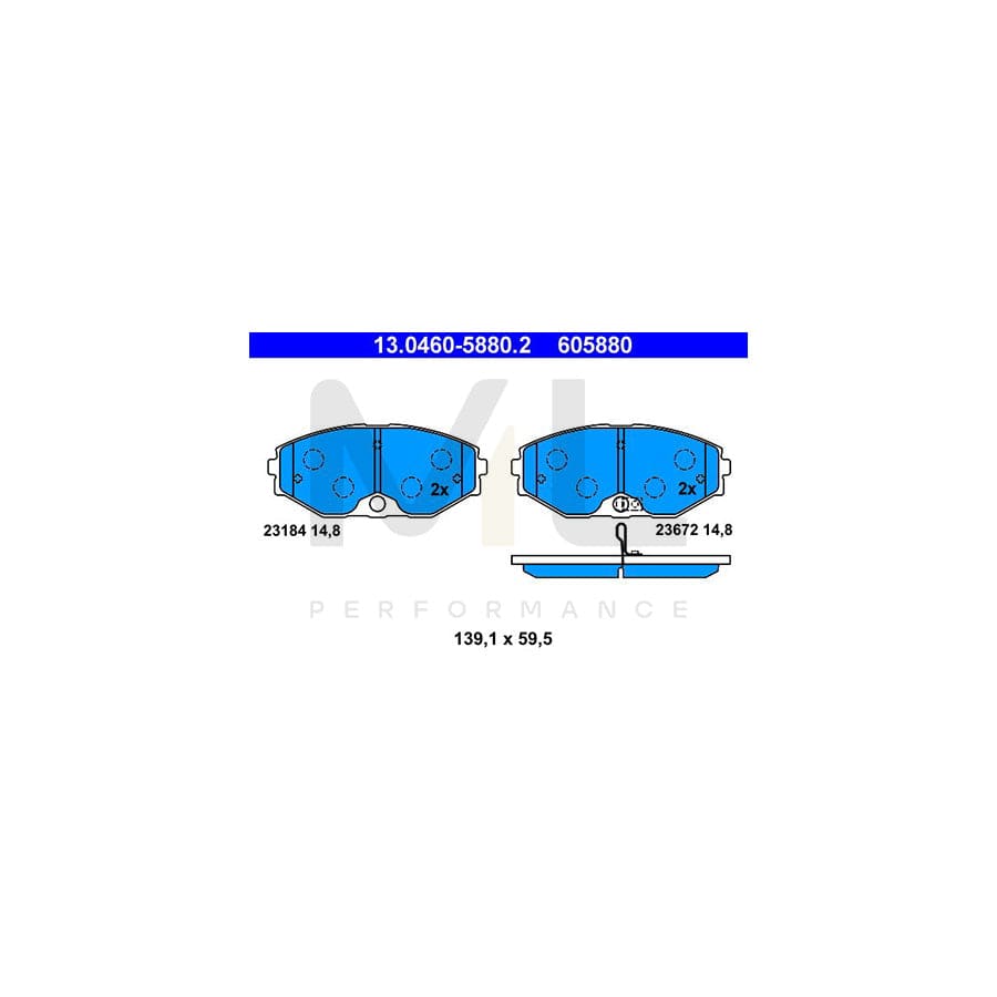 ATE 13.0460-5880.2 Brake pad set with acoustic wear warning