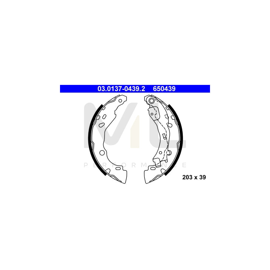 ATE 03.0137-0439.2 Brake Shoe Set with lever