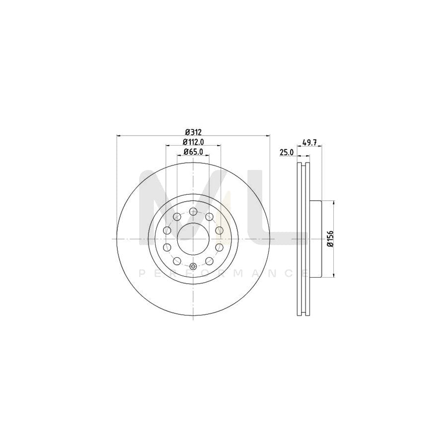 HELLA PRO High Carbon 8DD 355 127-971 Brake Disc Internally Vented, Coated, High-carbon, without wheel hub, without wheel studs | ML Performance Car Parts
