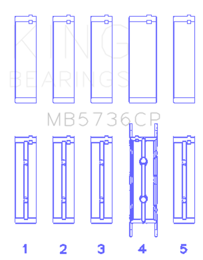 King Engine Bearings Ford Powerstroke 6.0L/6.4L Diesel Crankshaft Main Bearing Set - Size STD