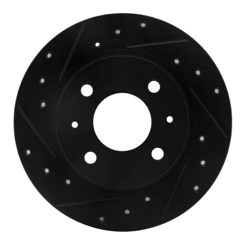 R1 Concepts R1 86-06 Nissan Pulsar NX Front Left Drilled & Slotted Black Brake Rotor