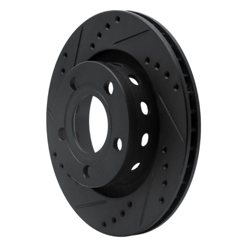 R1 Concepts R1 99-05 Audi A6 Quattro Rear Left Drilled & Slotted Black Brake Rotor