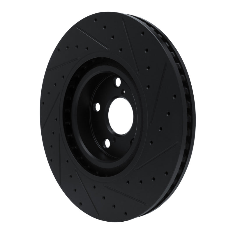 R1 Concepts R1 11-25 Lexus IS200T Left Front Drilled & Slotted Black Brake Rotor