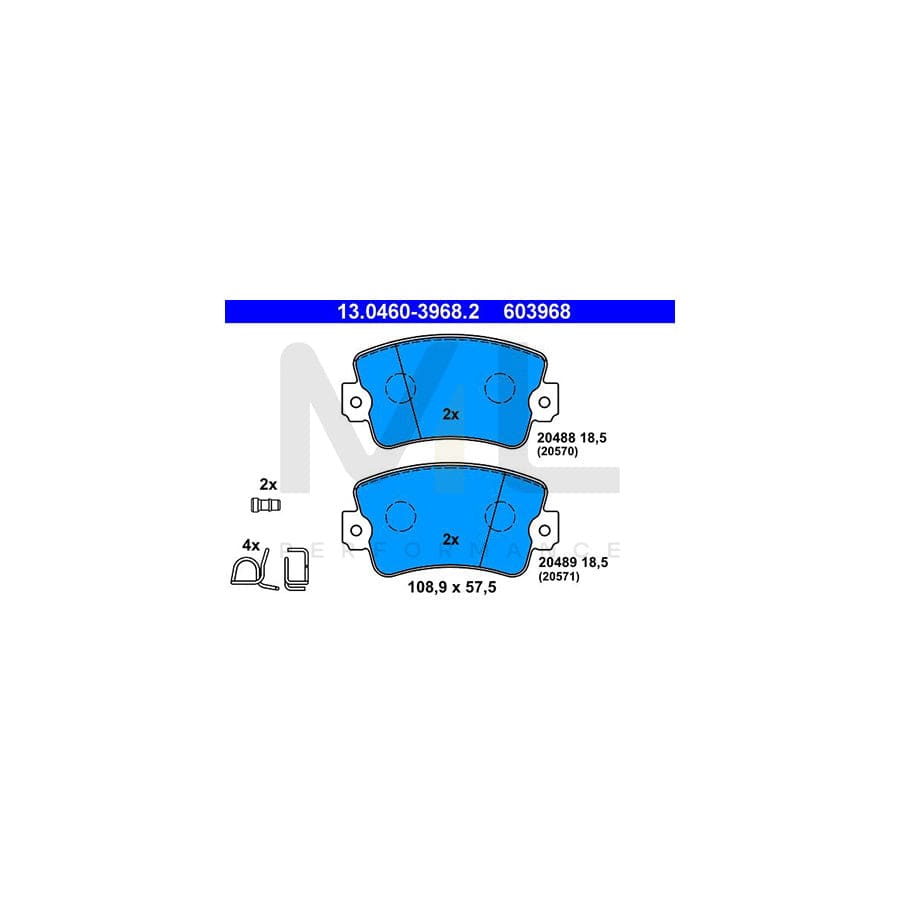 ATE 13.0460-3968.2 Brake pad set incl. wear warning contact, with accessories