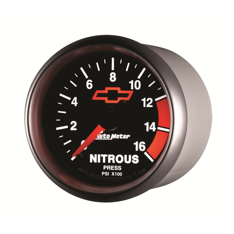 Autometer GM Bowtie Black 2-1/16in 0-1600 PSI Nitrous Pressure - Digital Stepper Motor