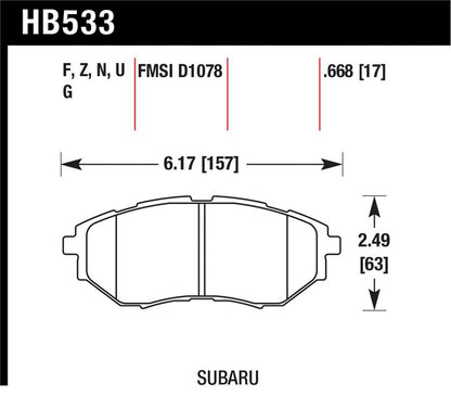 Hawk Performance Hawk Subaru Tribeca / Legacy DTC-70 Race Front Brake Pads