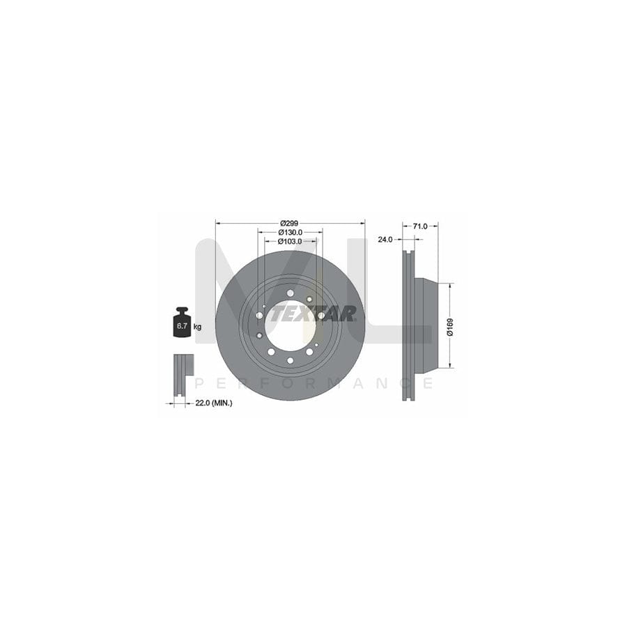 TEXTAR 92043300 Brake Disc Internally Vented, without wheel hub, without wheel studs  - 1 piece