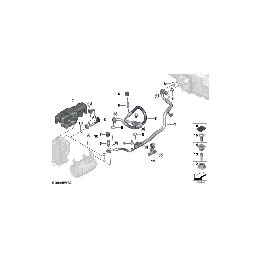 Genuine BMW 64509875198 G16 G14 G15 Refrigerant Line, Dual Line R1234YF (Inc. 840i & 840iX)