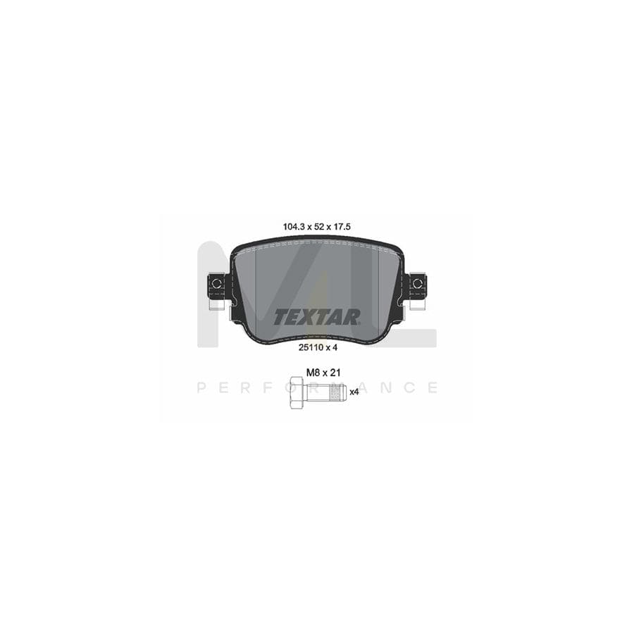TEXTAR 2511001 Brake pad set not prepared for wear indicator, with brake caliper screws