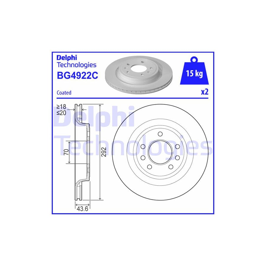 Delphi Bg4922C Brake Disc For Saab 9-3