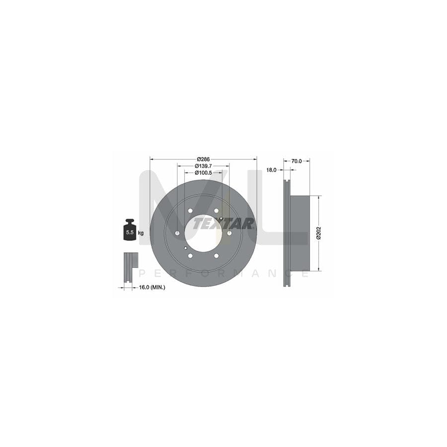 TEXTAR PRO 92198303 Brake Disc Internally Vented, Coated, without wheel hub, without wheel studs  - 1 piece