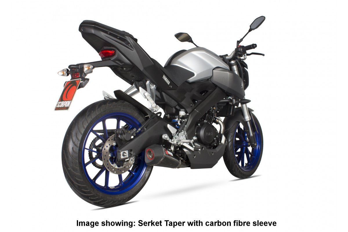 Scorpion RYA97SYSSEO Yamaha MT-125 Serket Taper Full System - Brushed Stainless Steel Sleeve | ML Performance UK UK