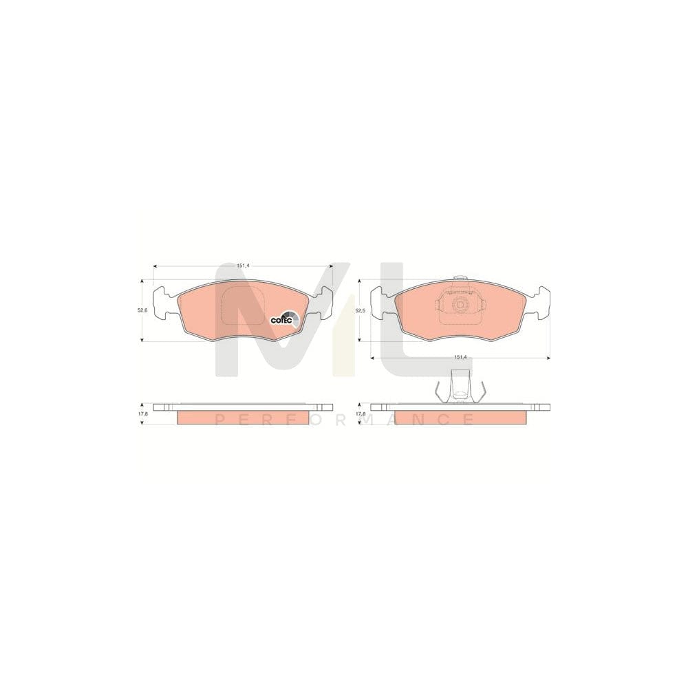 TRW Cotec Gdb1443 Brake Pad Set Not Prepared For Wear Indicator