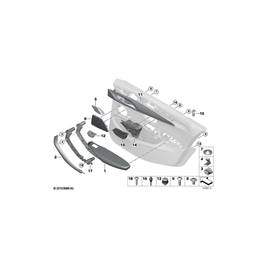 Genuine BMW 51417438548 G30 G31 Trim Cover, Pull Strap, Right ELFENBEINWEIS (Inc. 530iX, 530d & 520dX)