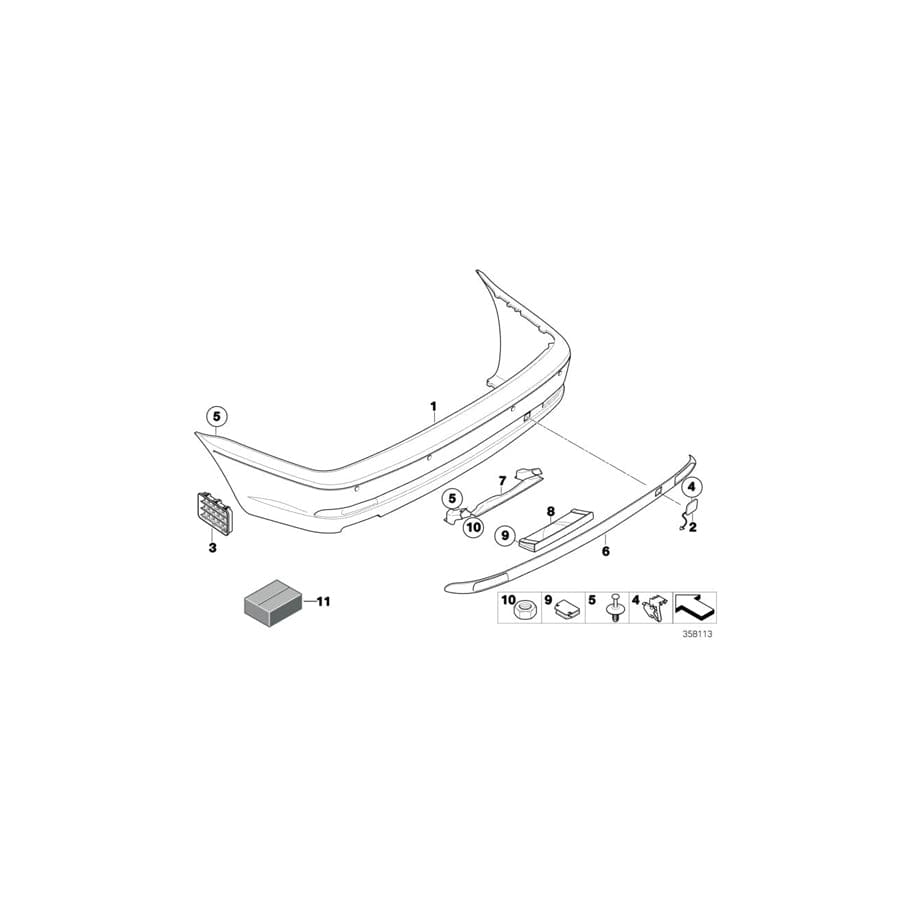 Genuine BMW 51128257496 E46 Clip (Inc. 316Ci, 320td & 330d)
