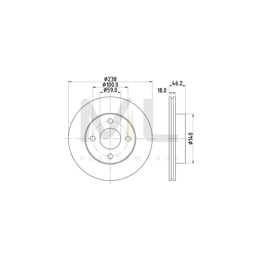 HELLA 8DD 355 112-431 Brake Disc Internally Vented, without wheel hub, without wheel studs | ML Performance Car Parts
